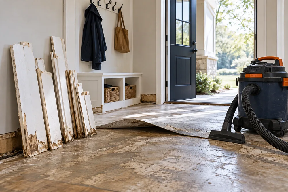 Flood Damage Cleanup — illustrative restoration scene